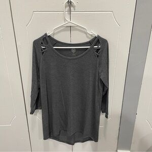 SO Grey 3/4 Long Sleeve Top